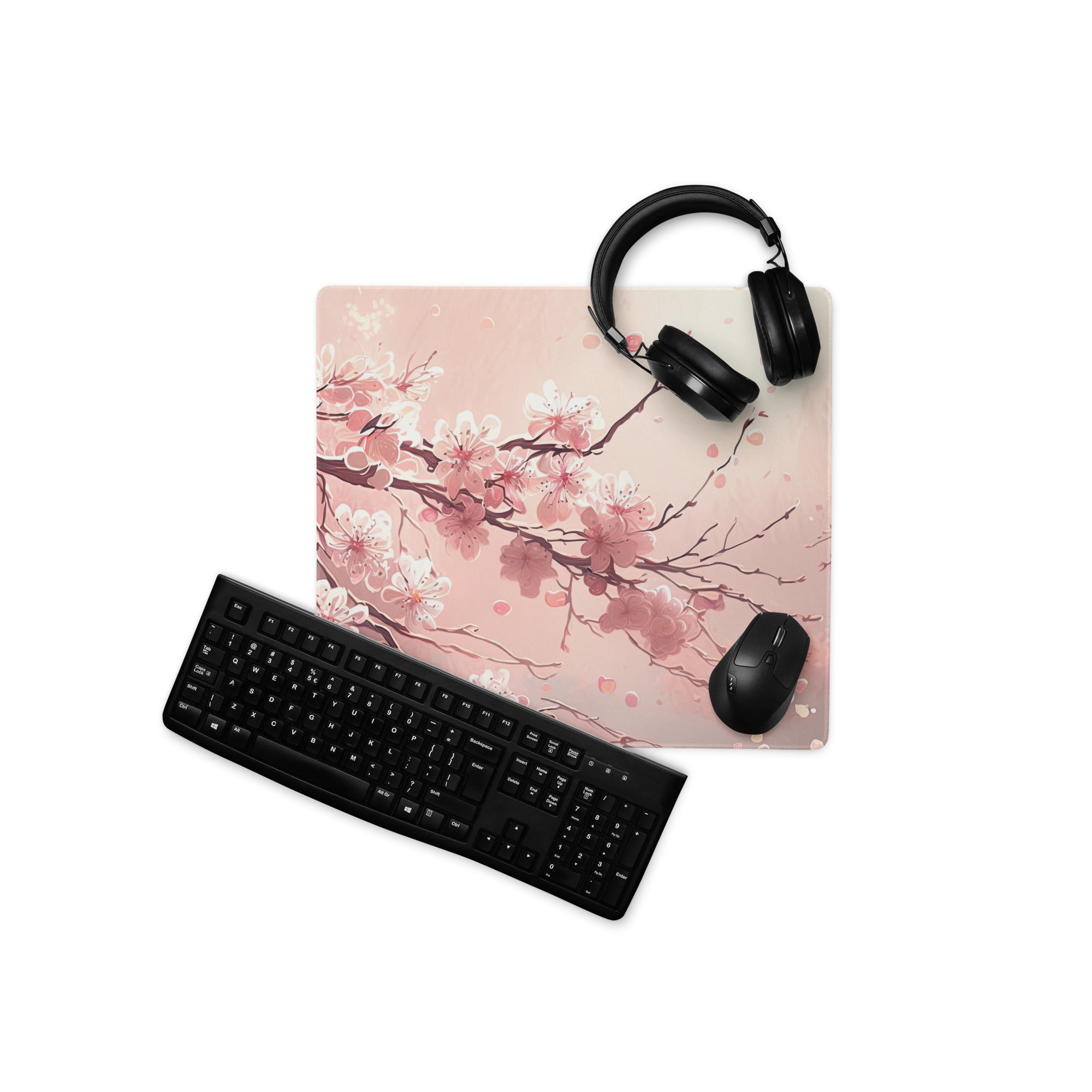 Cherry Blossom Pink Mouse Pad Large Non Slip Desk Mat For Gaming Setup Modern Art Style Calm Cozy Home Office Decor
