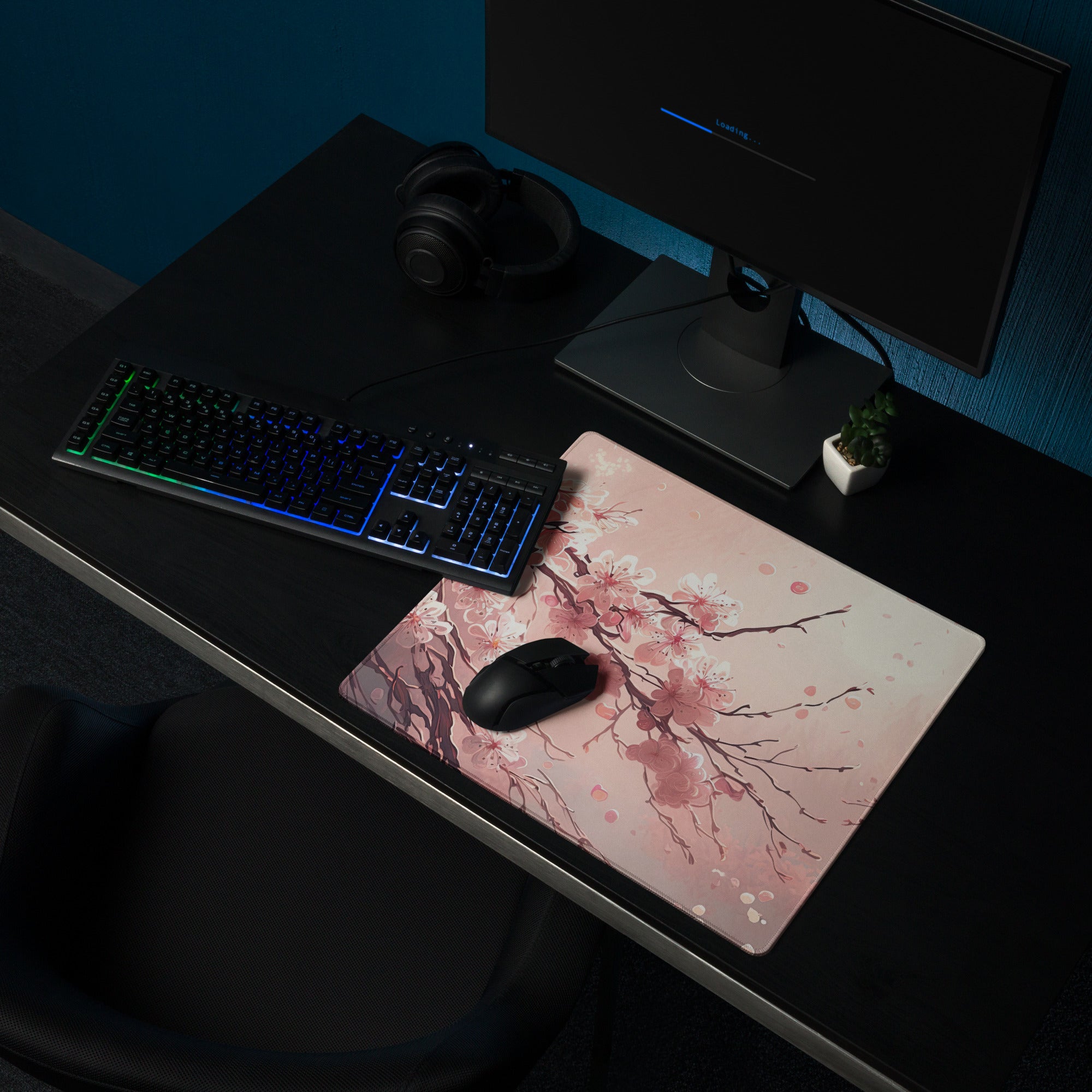 Cherry Blossom Pink Mouse Pad Large Non Slip Desk Mat For Gaming Setup Modern Art Style Calm Cozy Home Office Decor