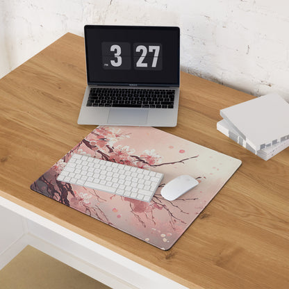 Cherry Blossom Pink Mouse Pad Large Non Slip Desk Mat For Gaming Setup Modern Art Style Calm Cozy Home Office Decor