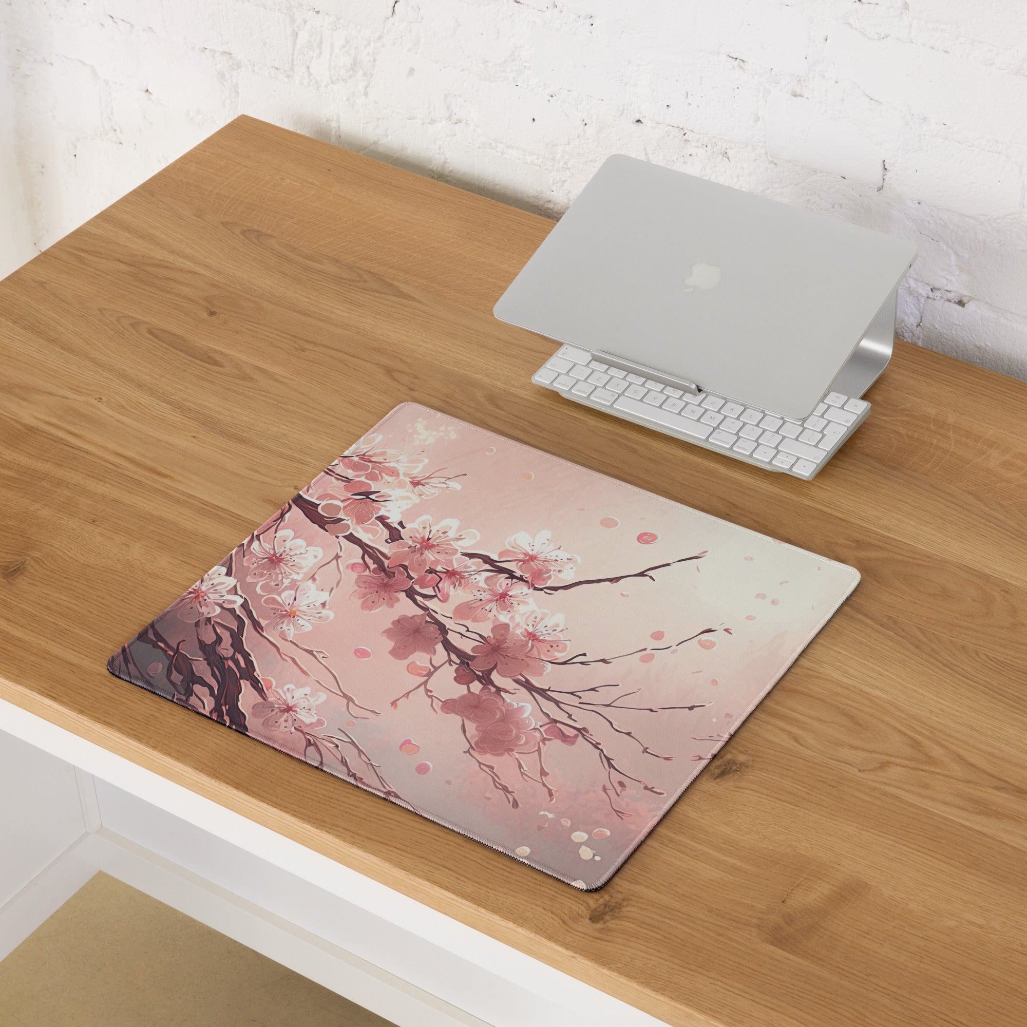 Cherry Blossom Pink Mouse Pad Large Non Slip Desk Mat For Gaming Setup Modern Art Style Calm Cozy Home Office Decor