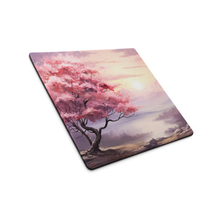 Cherry Blossom Mouse Pad Pink Lavender Sunset Gaming Desk Watercolor Calm Mood Minimal Desk Decor Watercolor