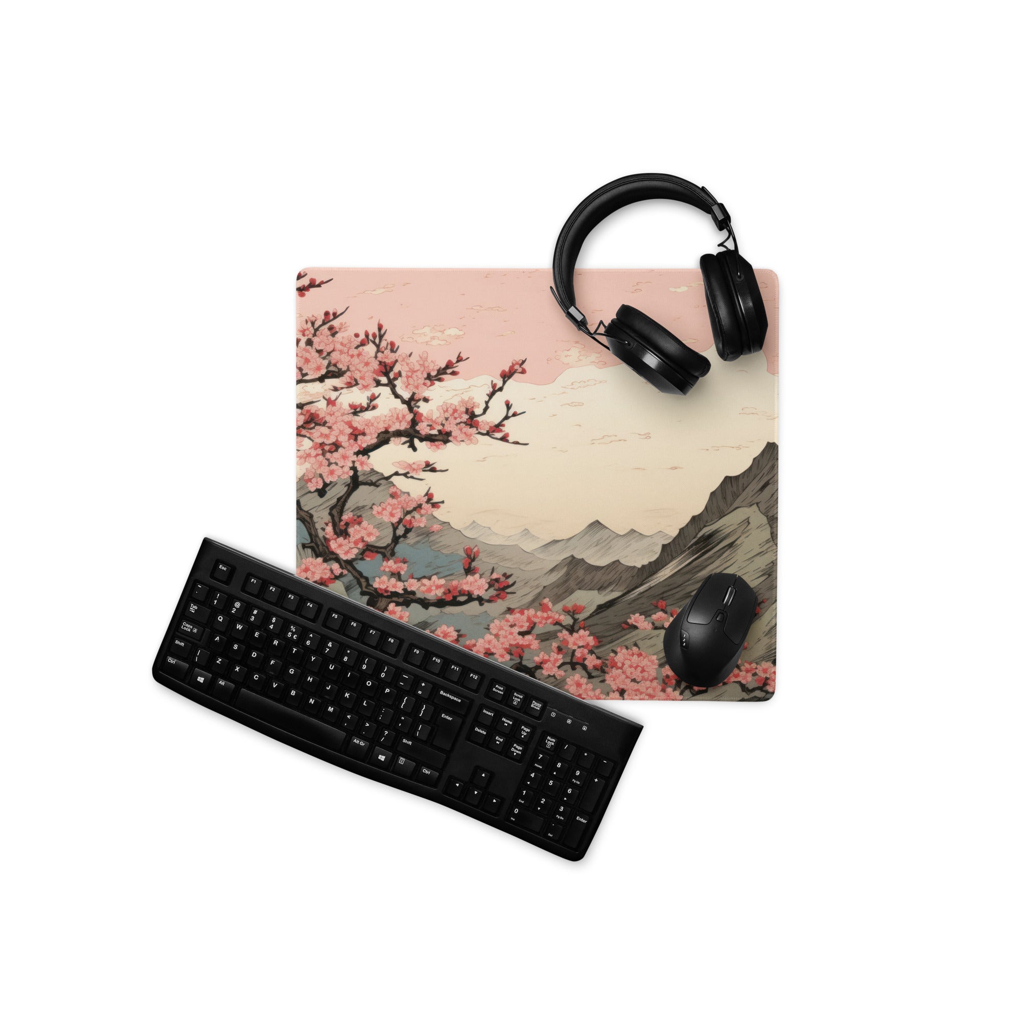 Cherry Blossom Mouse Pad Large Pink Sakura Landscape Desk Pad With Non Slip Base And Edge Stitching For Gaming