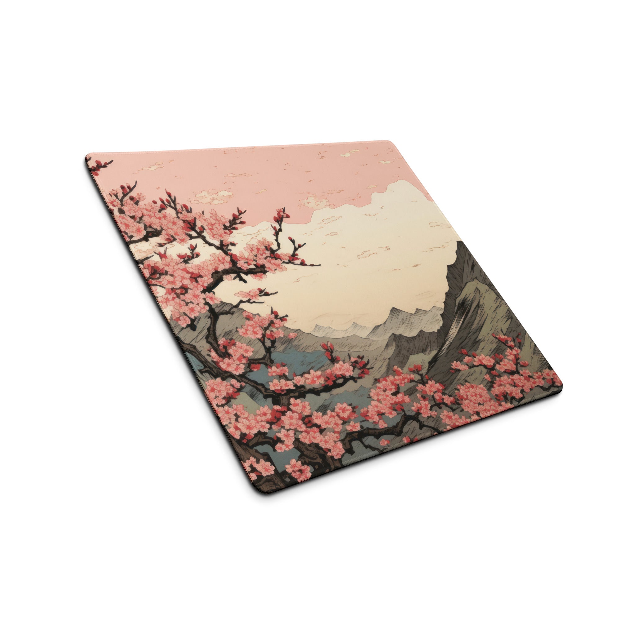 Cherry Blossom Mouse Pad Large Pink Sakura Landscape Desk Pad With Non Slip Base And Edge Stitching For Gaming