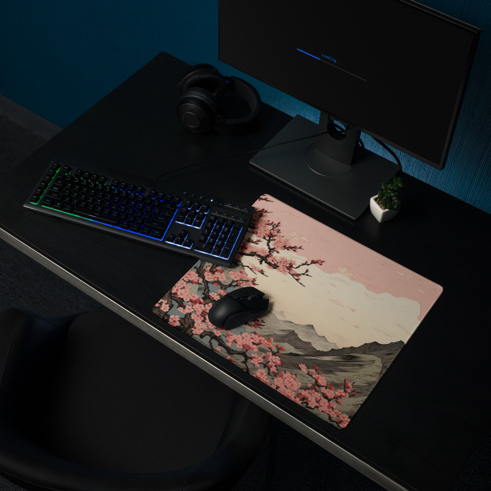 Cherry Blossom Mouse Pad Large Pink Sakura Landscape Desk Pad With Non Slip Base And Edge Stitching For Gaming