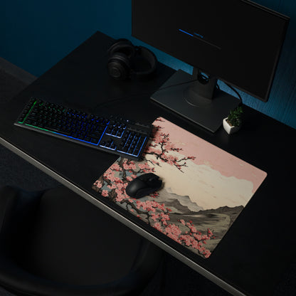 Cherry Blossom Mouse Pad Large Pink Sakura Landscape Desk Pad With Non Slip Base And Edge Stitching For Gaming