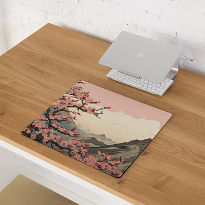 Cherry Blossom Mouse Pad Large Pink Sakura Landscape Desk Pad With Non Slip Base And Edge Stitching For Gaming