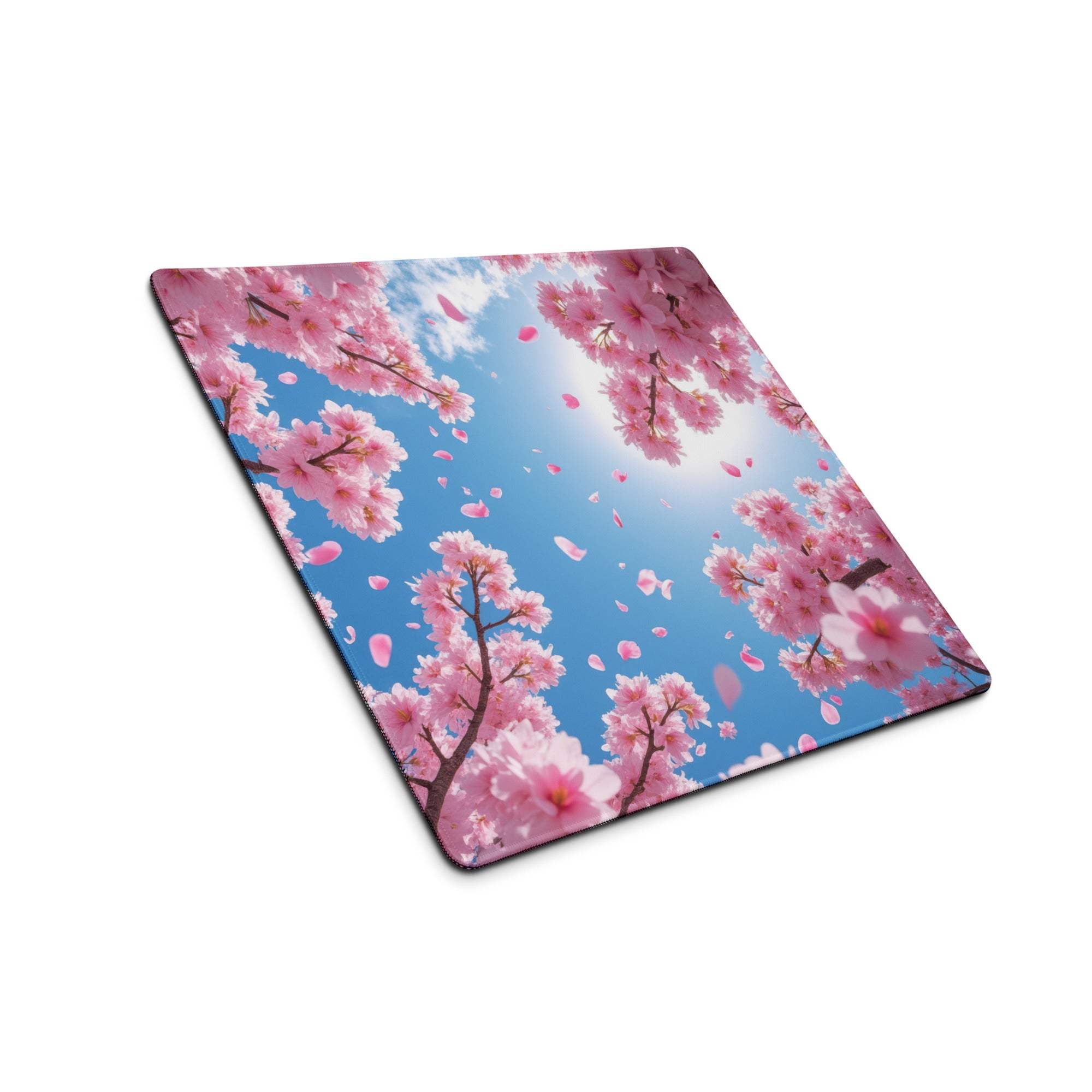 Cherry Blossom Pink Blue Mouse Pad For Gaming And Office Desk Mat Modern Floral Art