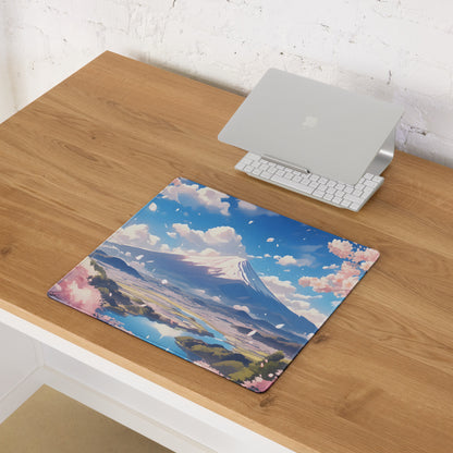 Cherry Blossom Themed Large Gaming Mouse Pad Pastel Pink And Sky Blue For Desk Setup Modern Minimalist