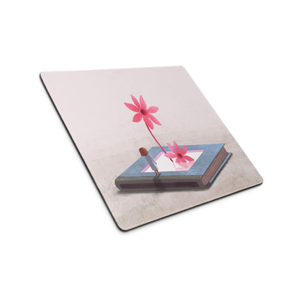 Pink Floral Mouse Pad For Home Office Desk Contemporary Modern, Whimsical Mood, Large Desk Surface, Digital Illustration