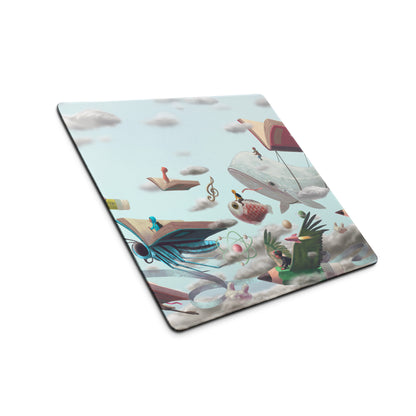 Whimsical Surreal Mouse Pad Sky Blue Desk Setup Modern Contemporary Illustration