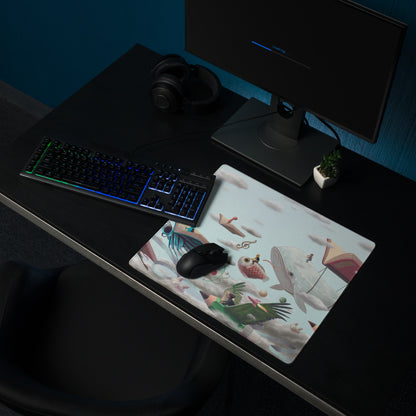 Whimsical Surreal Mouse Pad Sky Blue Desk Setup Modern Contemporary Illustration