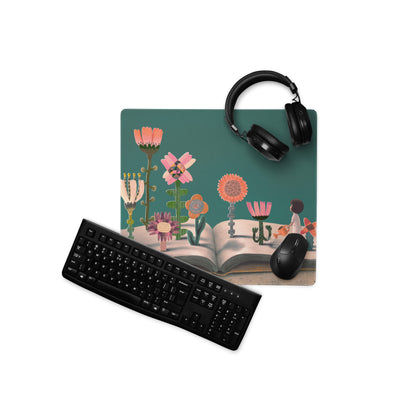 Floral Mouse Pad Teal Pink Home Office Modern Contemporary Desk Pad Whimsical Decor Illustration Print