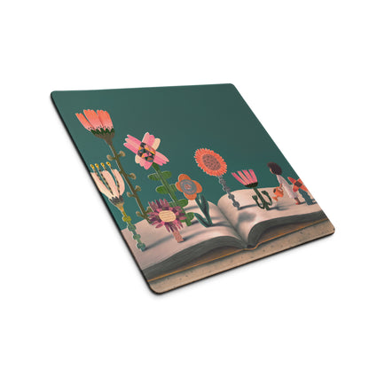 Floral Mouse Pad Teal Pink Home Office Modern Contemporary Desk Pad Whimsical Decor Illustration Print