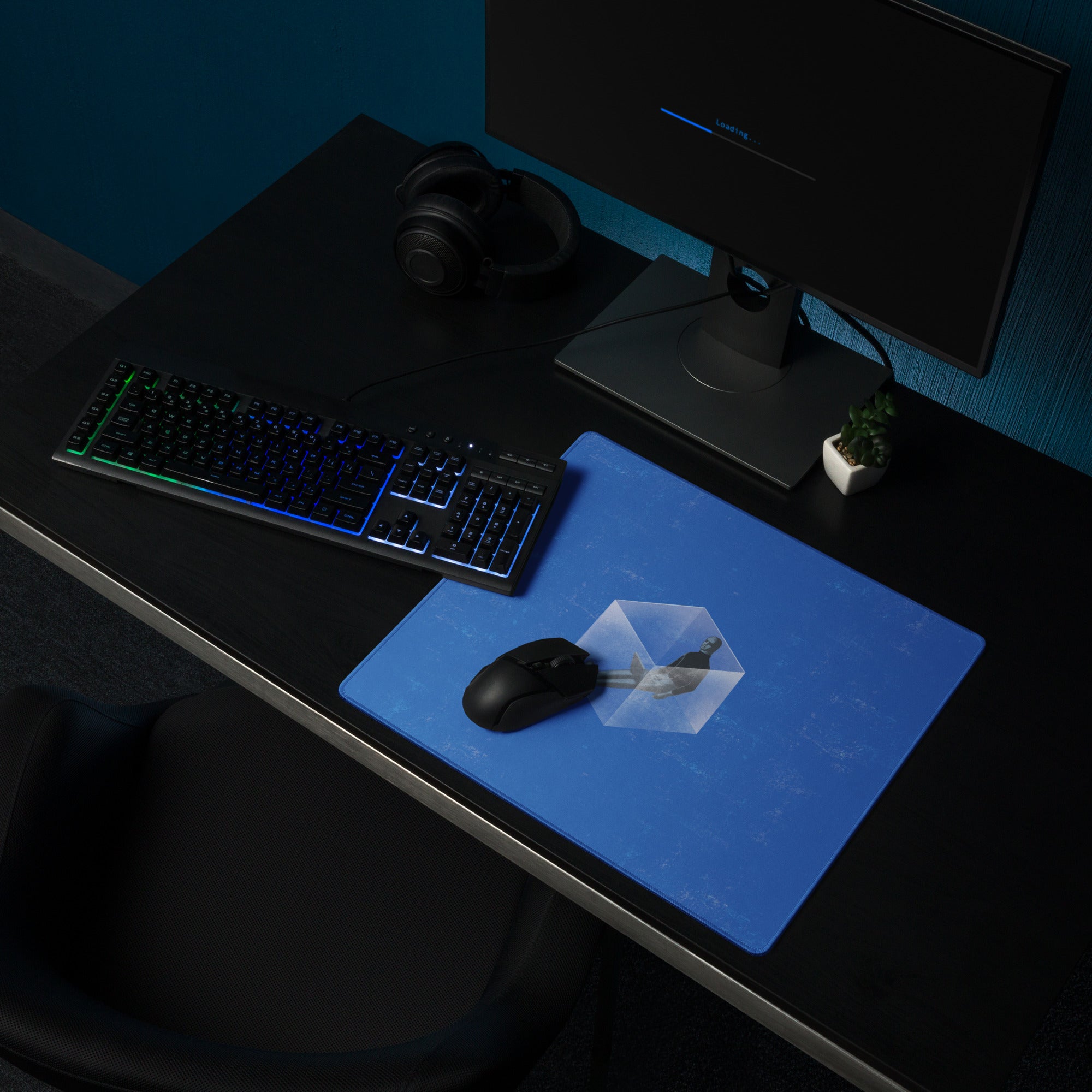 Blue Contemporary Mouse Pad For Home Office And Gaming Desk Modern Abstract Art Polyester Surface