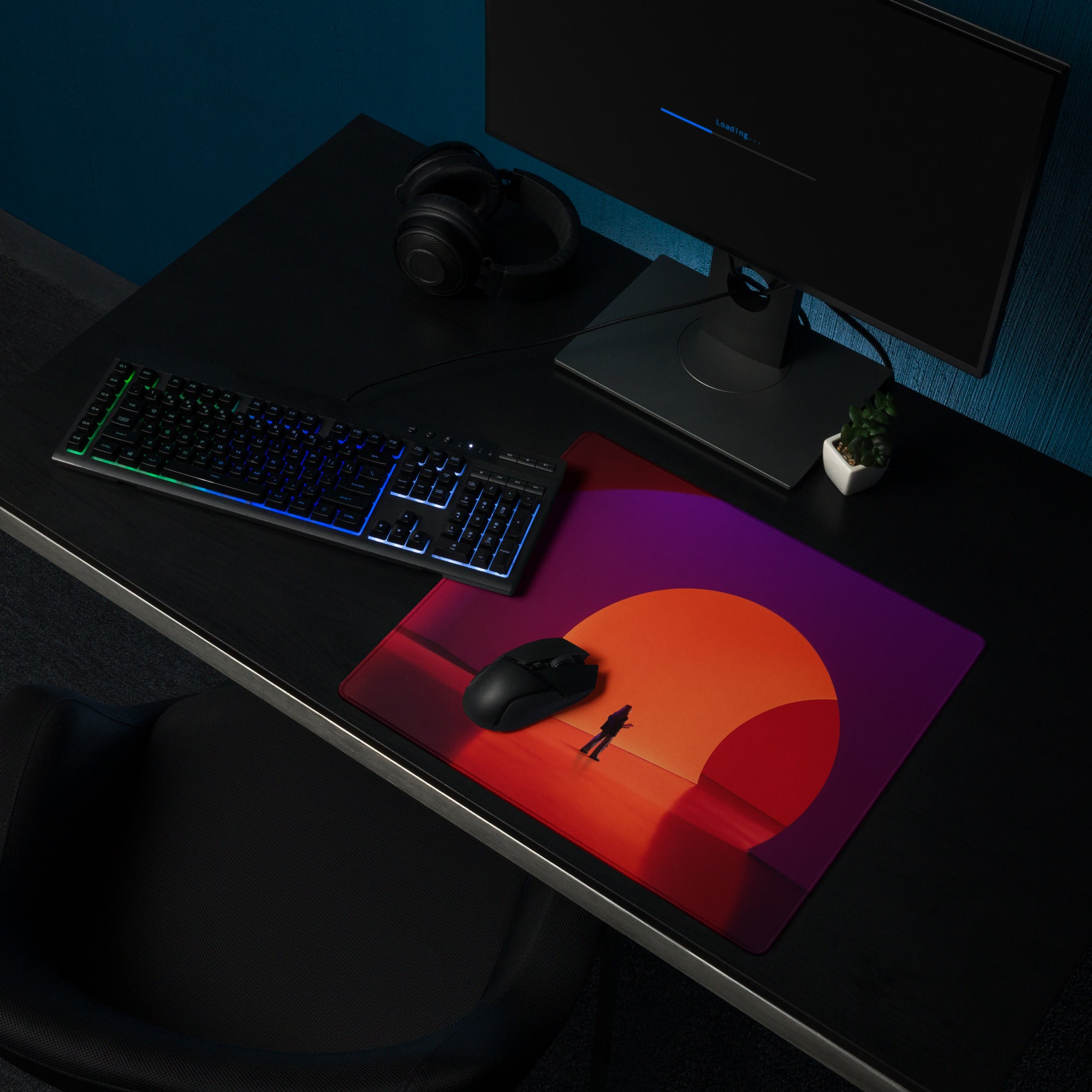 Purple Orange Abstract Contemporary Mouse Pad For Modern Home Office Desk Decor Aesthetic