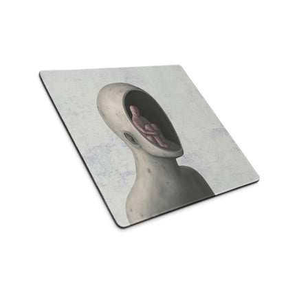 Surreal Gray and Blue Desk Art Mouse Pad for Modern Office, Contemporary Style Thoughtful Mood Digital Art Print