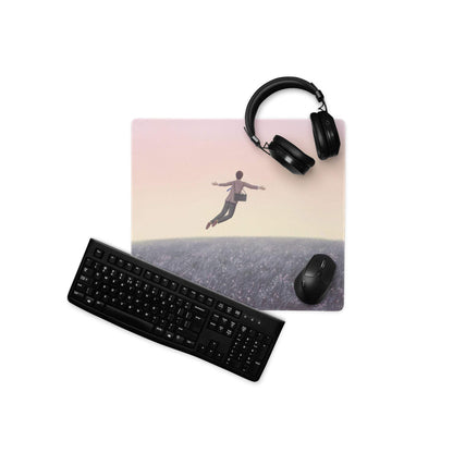 Pink Sunset Gradient Mouse Pad For Desk Contemporary Art Style Minimal Office Decor Jumping Figure Illustration