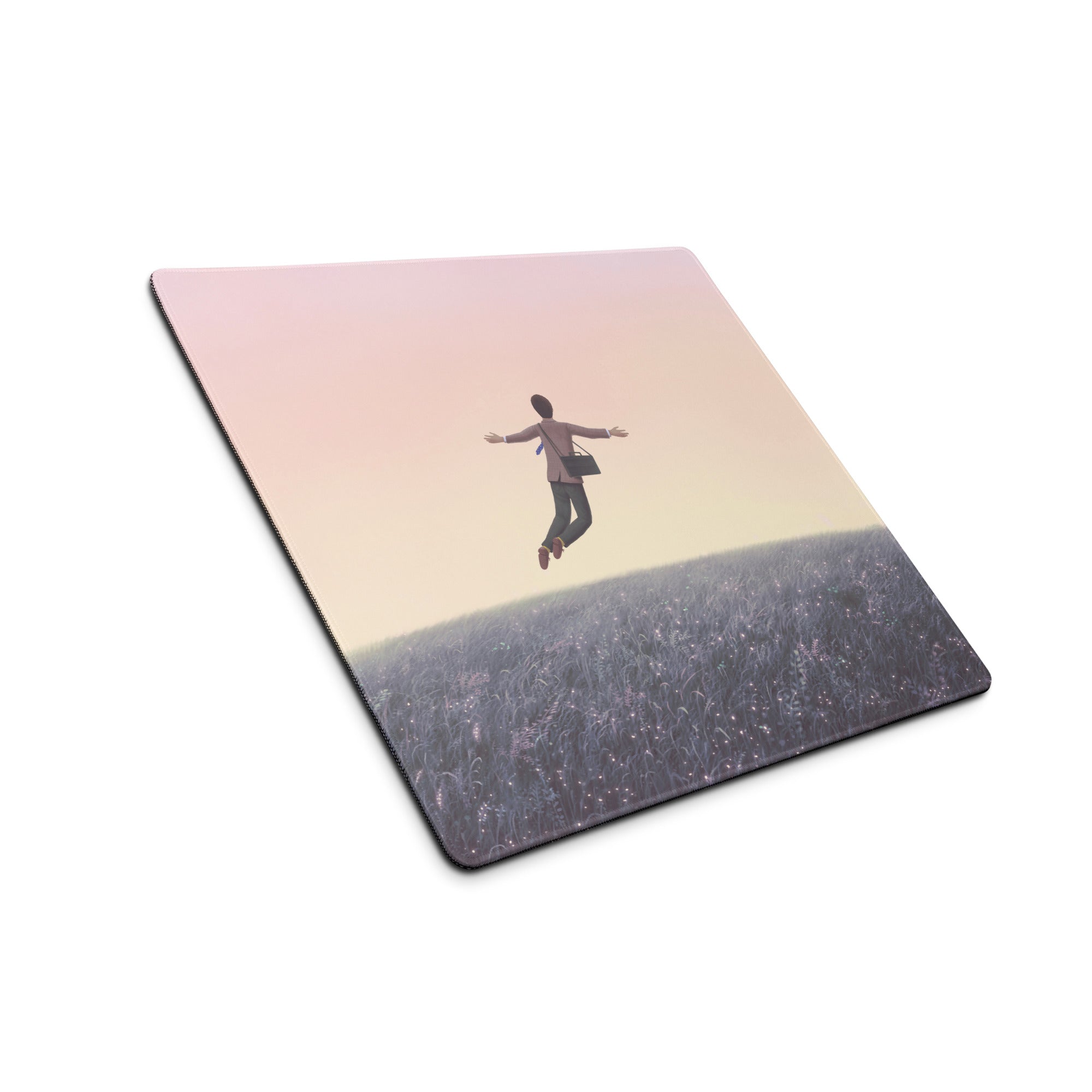 Pink Sunset Gradient Mouse Pad For Desk Contemporary Art Style Minimal Office Decor Jumping Figure Illustration