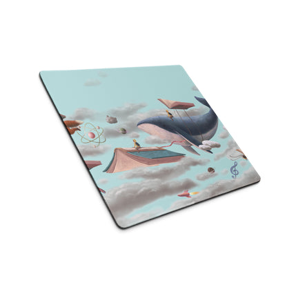 Blue Sky Fantasy Flying Books Mouse Pad For Gaming Desk Contemporary Modern Art Style