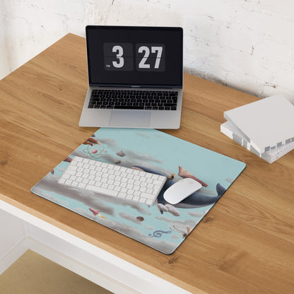 Blue Sky Fantasy Flying Books Mouse Pad For Gaming Desk Contemporary Modern Art Style