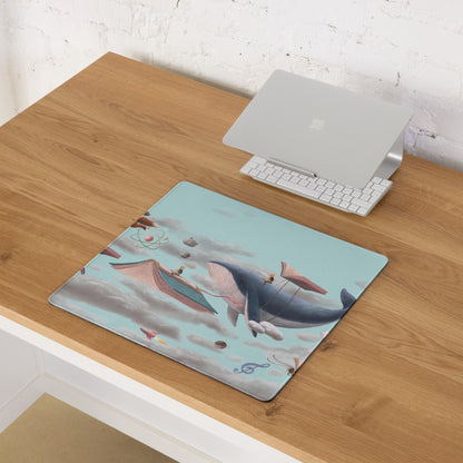 Blue Sky Fantasy Flying Books Mouse Pad For Gaming Desk Contemporary Modern Art Style