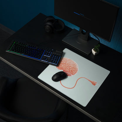 Pink Brain Mouse Pad Pastel Blue For Gaming Desk Setup Contemporary Modern Style