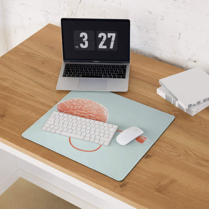 Pink Brain Mouse Pad Pastel Blue For Gaming Desk Setup Contemporary Modern Style