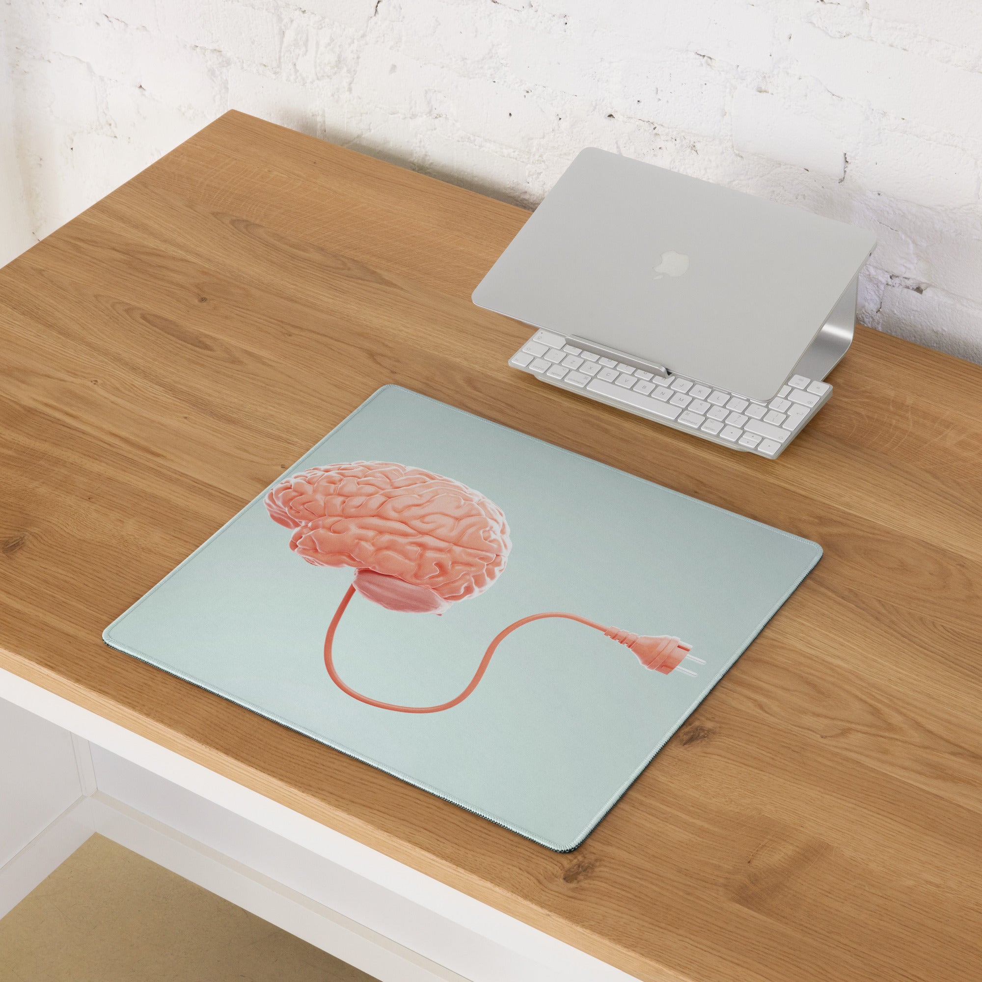 Pink Brain Mouse Pad Pastel Blue For Gaming Desk Setup Contemporary Modern Style