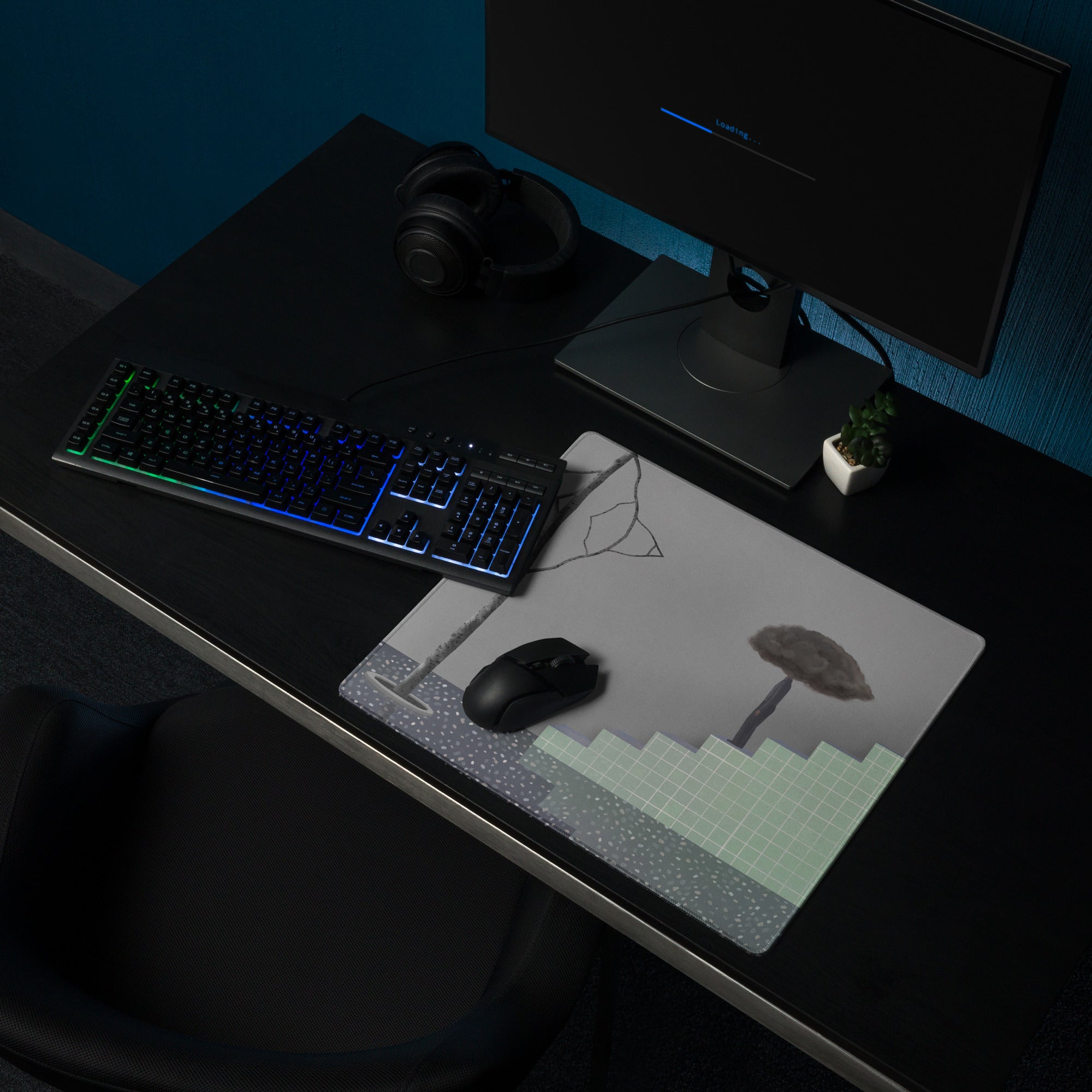 Gray Green Contemporary Mouse Pad - Mouse Pad Gray Green Home Office Moody Minimalist Office Decor Gaming Desk Mat
