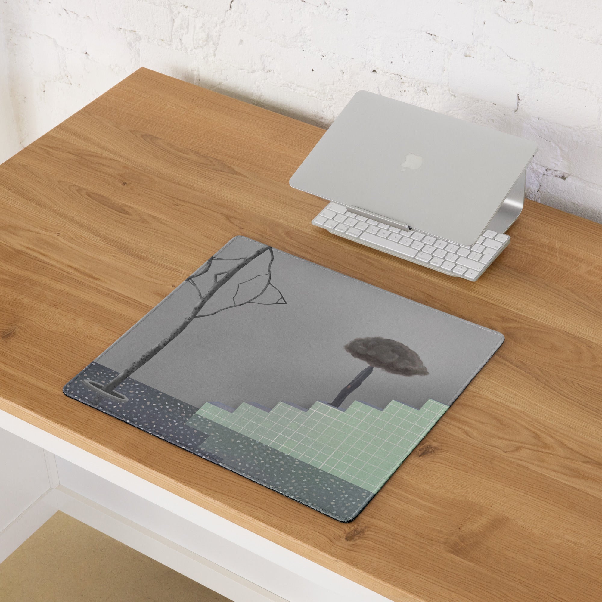 Gray Green Contemporary Mouse Pad - Mouse Pad Gray Green Home Office Moody Minimalist Office Decor Gaming Desk Mat
