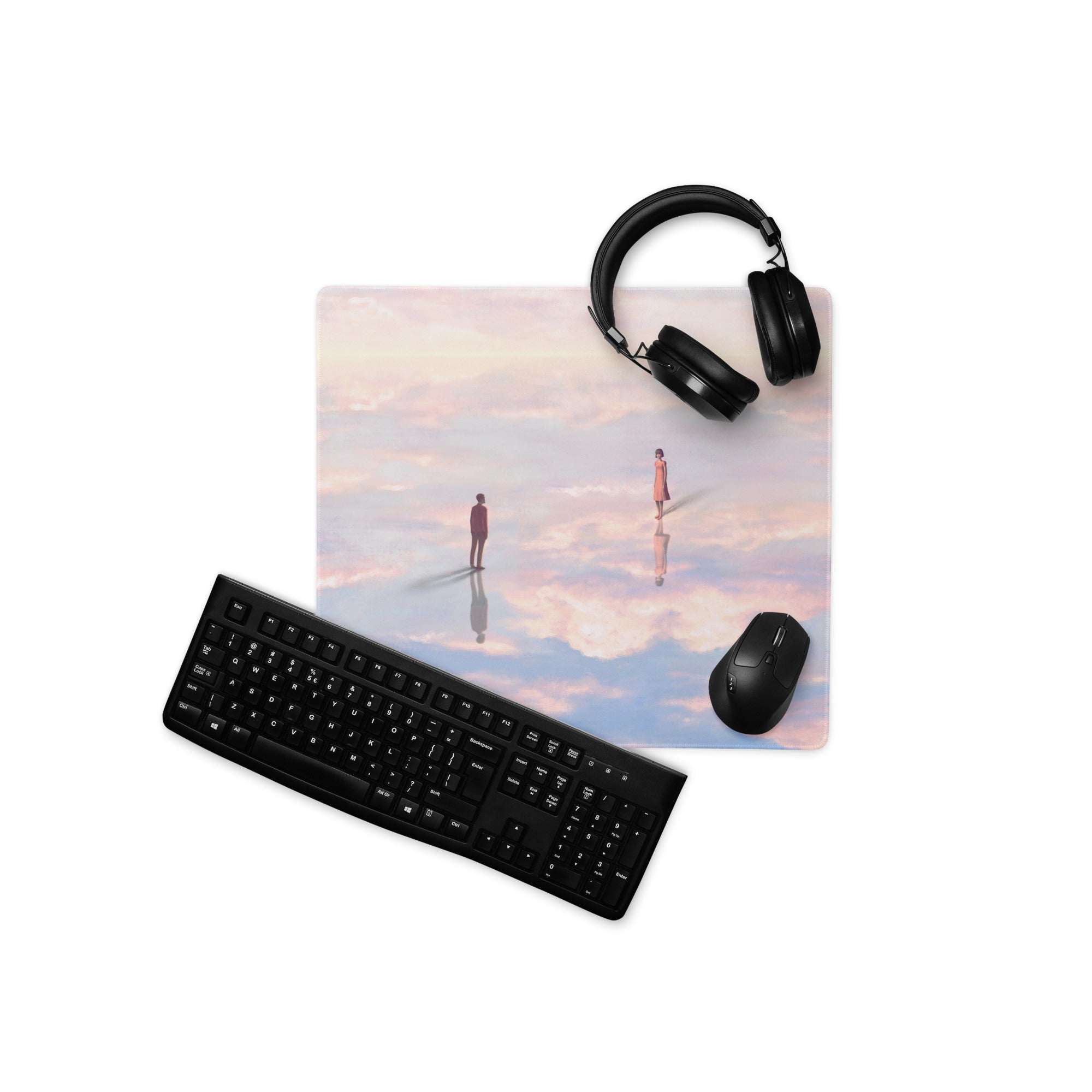 Pastel Sky Scene Mouse Pad For Desk Contemporary Art Style Soft Pink Blue Lavender Hues