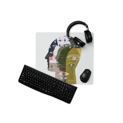 Multicolor Head Collage Mouse Pad For Desk And Office Use Modern Abstract Art Style Vibrant Colors