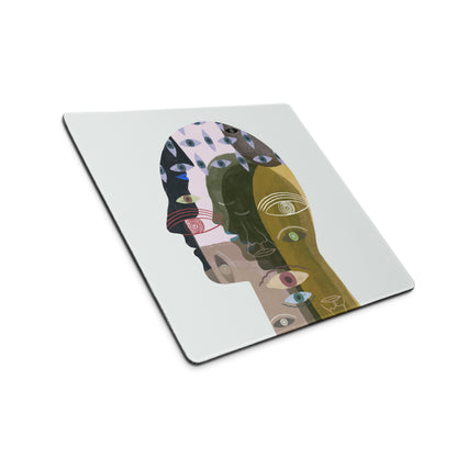 Multicolor Head Collage Mouse Pad For Desk And Office Use Modern Abstract Art Style Vibrant Colors