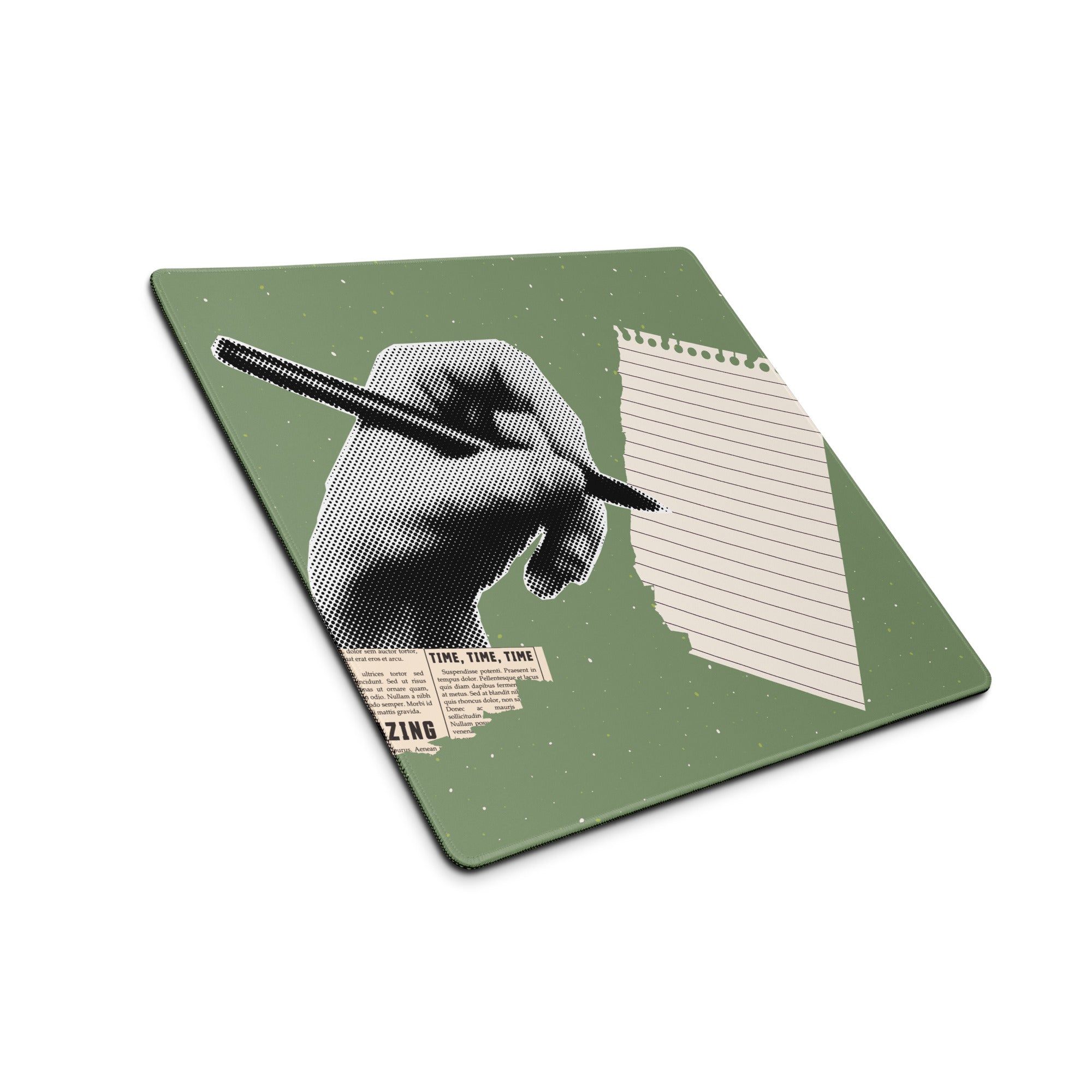 Olive Green Mouse Pad For Desk Setup Contemporary Pop Art Style With Hand Drawn Notes