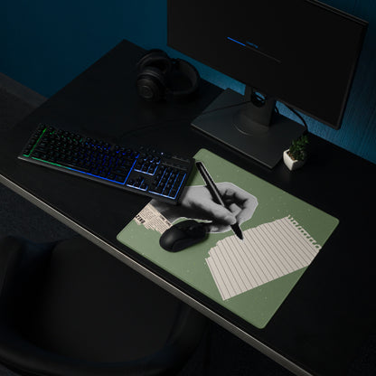 Olive Green Mouse Pad For Desk Setup Contemporary Pop Art Style With Hand Drawn Notes