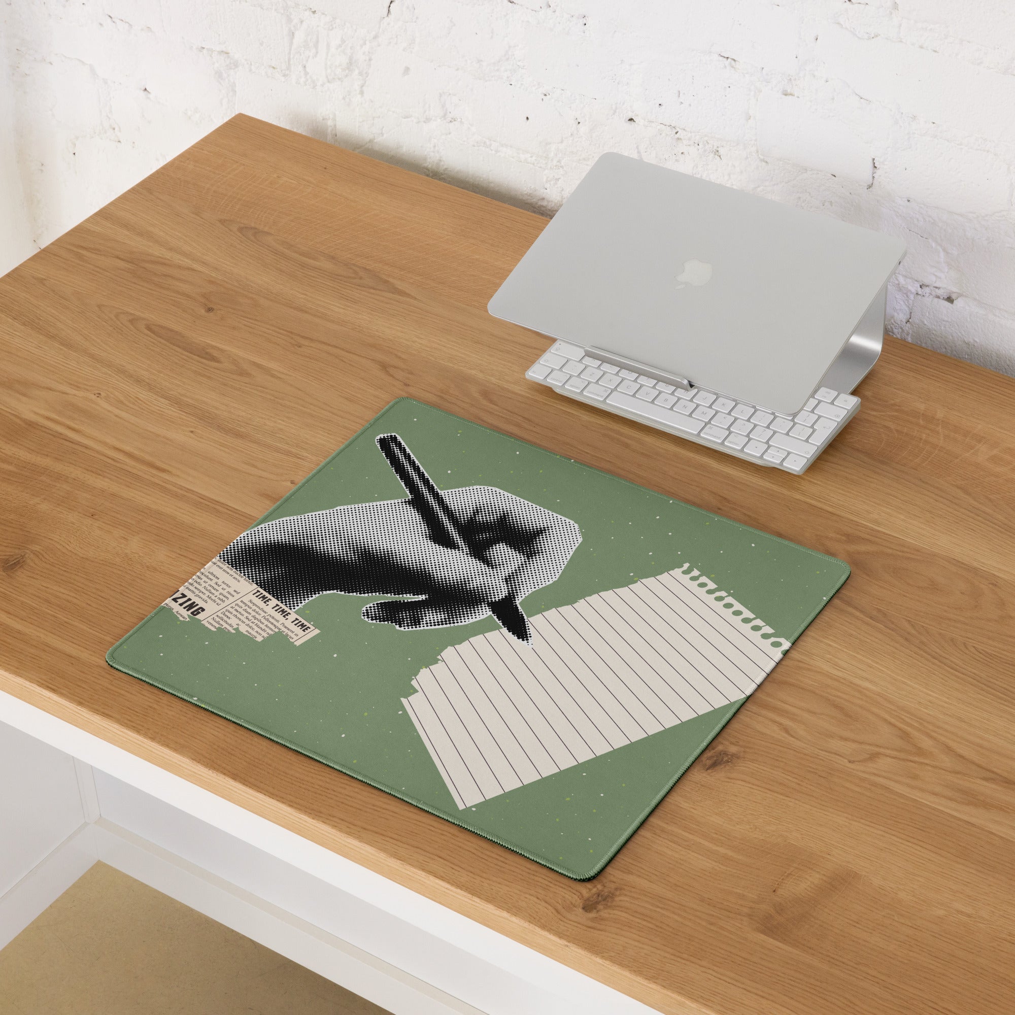 Olive Green Mouse Pad For Desk Setup Contemporary Pop Art Style With Hand Drawn Notes