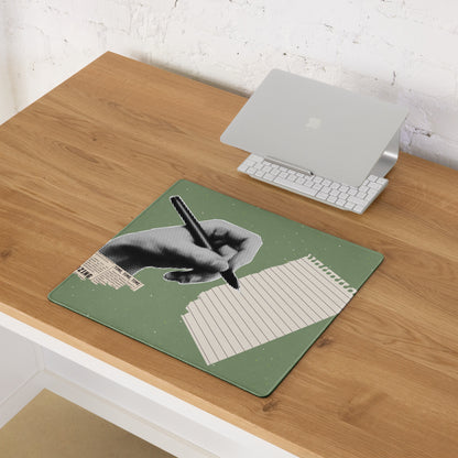 Olive Green Mouse Pad For Desk Setup Contemporary Pop Art Style With Hand Drawn Notes