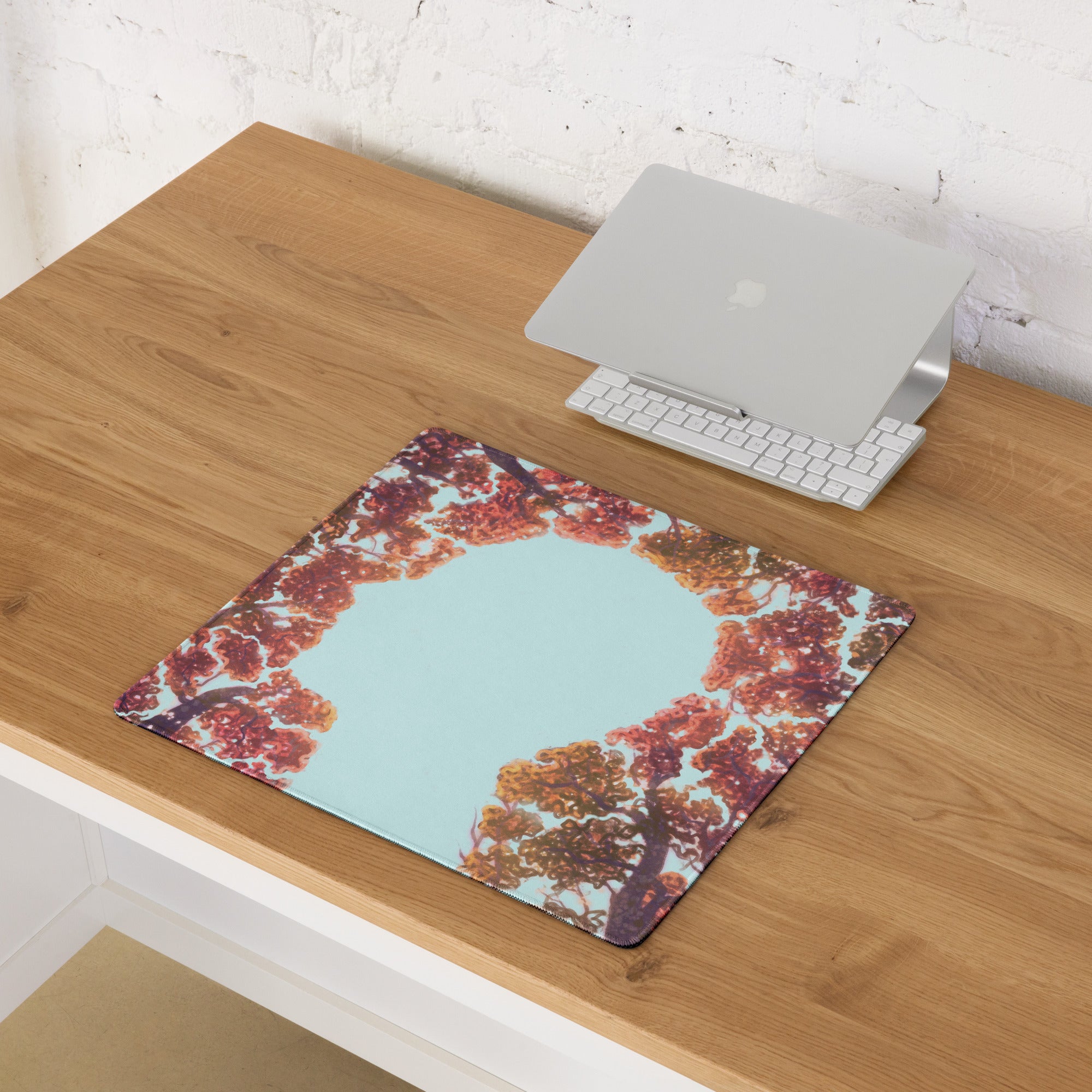 Autumn Tree Canopy Desk Pad - Autumn Tree Canopy Orange Red Leaves Sky Desk Pad Contemporary Art Cozy Mood Modern Decor Gaming Desk Pad Photographic