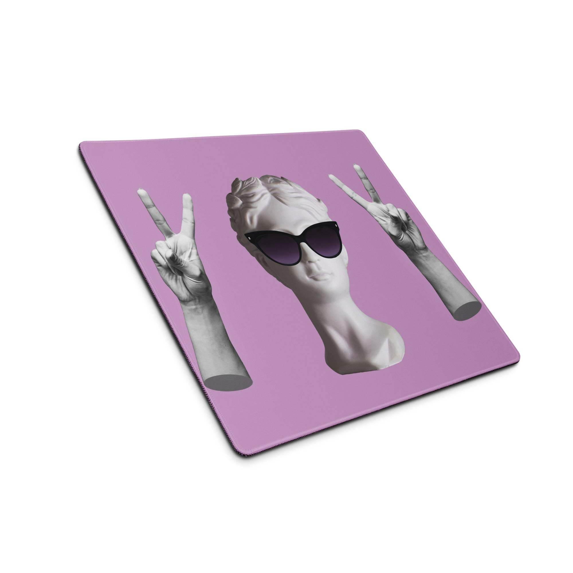 Mouse Pad Purple Desk Decor Contemporary Themed With Statue Portrait Wearing Sunglasses Playful Mood Pop Art Print
