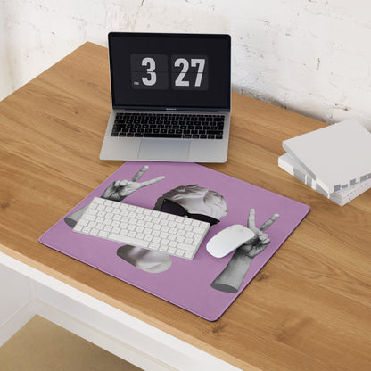 Mouse Pad Purple Desk Decor Contemporary Themed With Statue Portrait Wearing Sunglasses Playful Mood Pop Art Print