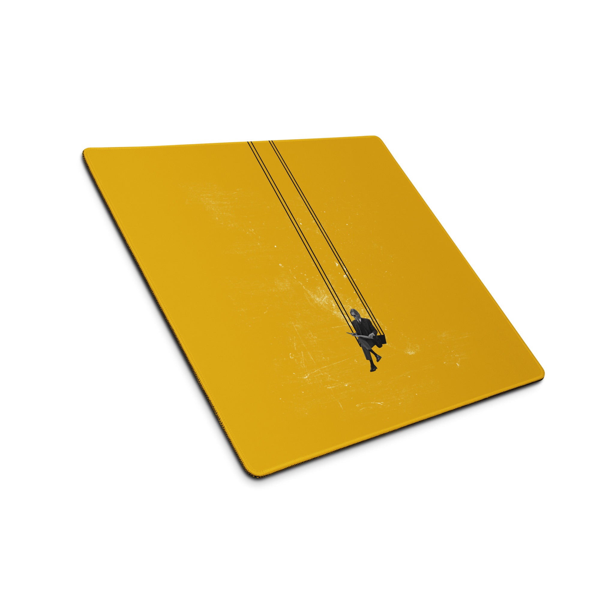 Yellow Contemporary Swing Artwork Mouse Pad For Desk, Modern Office Decor, 36x18 Or 18x16, Smooth Polyester Surface
