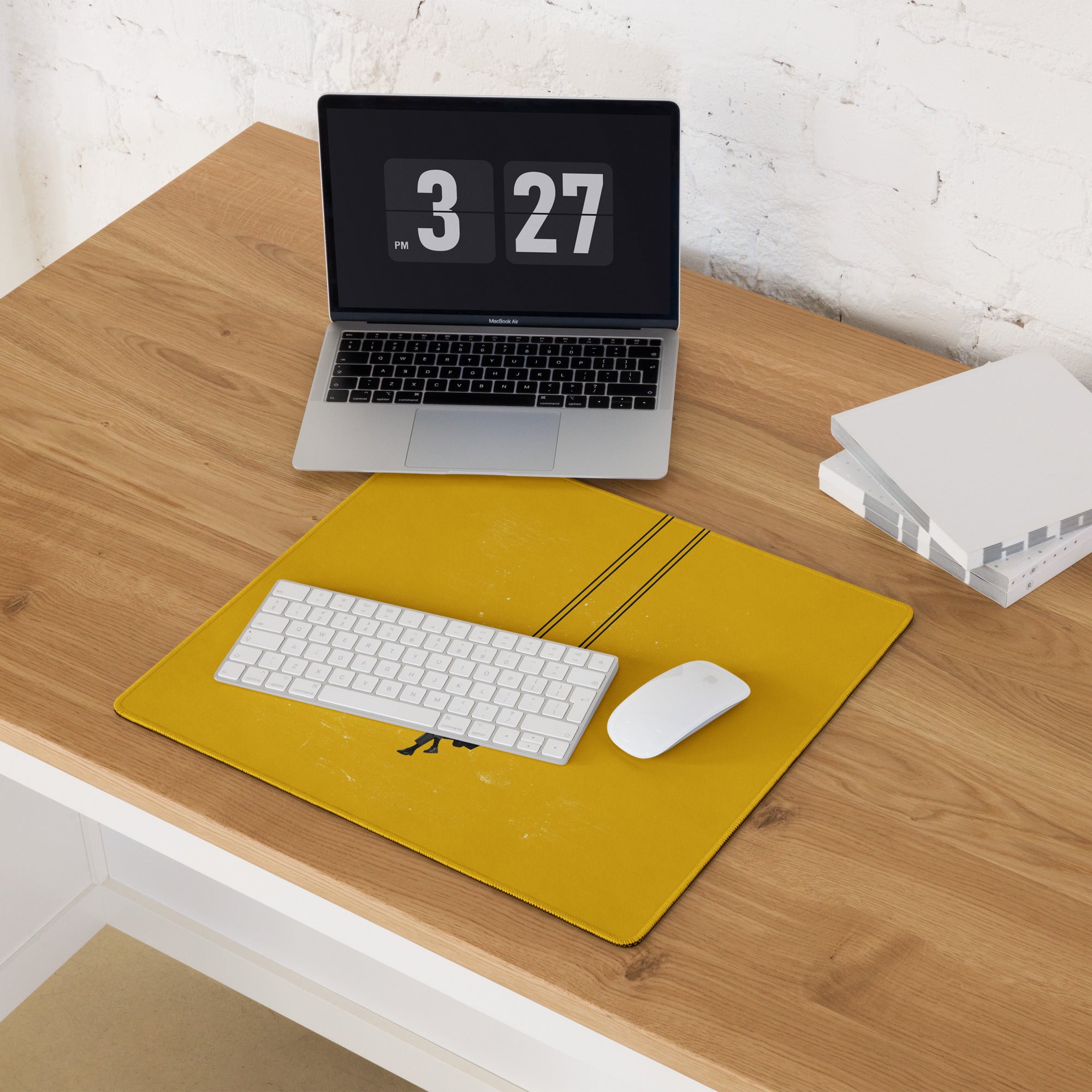 Yellow Contemporary Swing Artwork Mouse Pad For Desk, Modern Office Decor, 36x18 Or 18x16, Smooth Polyester Surface