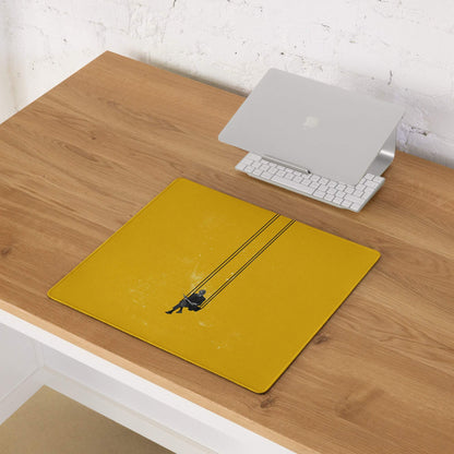 Yellow Contemporary Swing Artwork Mouse Pad For Desk, Modern Office Decor, 36x18 Or 18x16, Smooth Polyester Surface