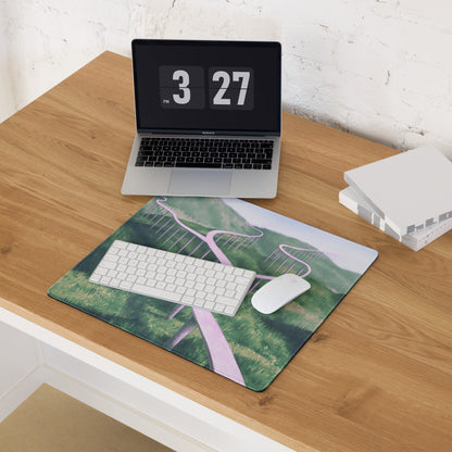 Pastel Pink Path Landscape Mouse Pad - Landscape Mouse Pad Pastel Pink Green Office Desk Contemporary Art Soothing Mood
