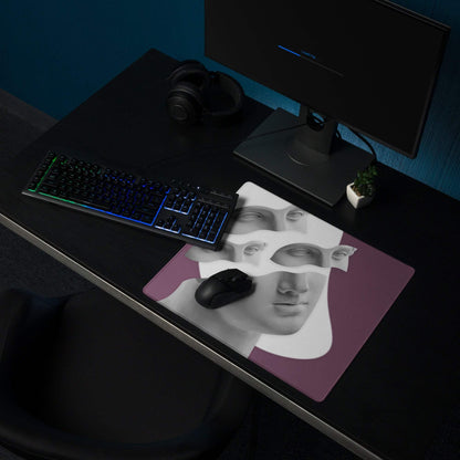 Purple Portrait Mosaic Oversized Mouse Pad For Gaming And Work Contemporary Art Style 36x18 Inches