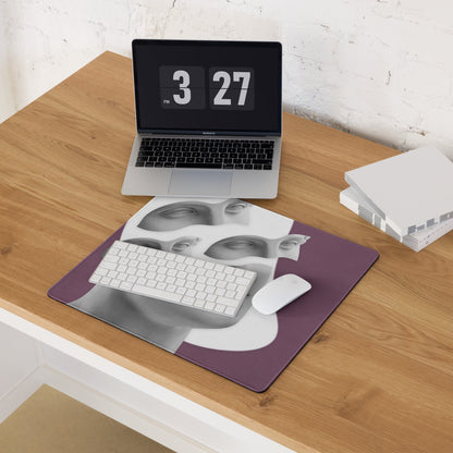 Purple Portrait Mosaic Oversized Mouse Pad For Gaming And Work Contemporary Art Style 36x18 Inches