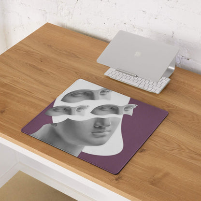 Purple Portrait Mosaic Oversized Mouse Pad For Gaming And Work Contemporary Art Style 36x18 Inches