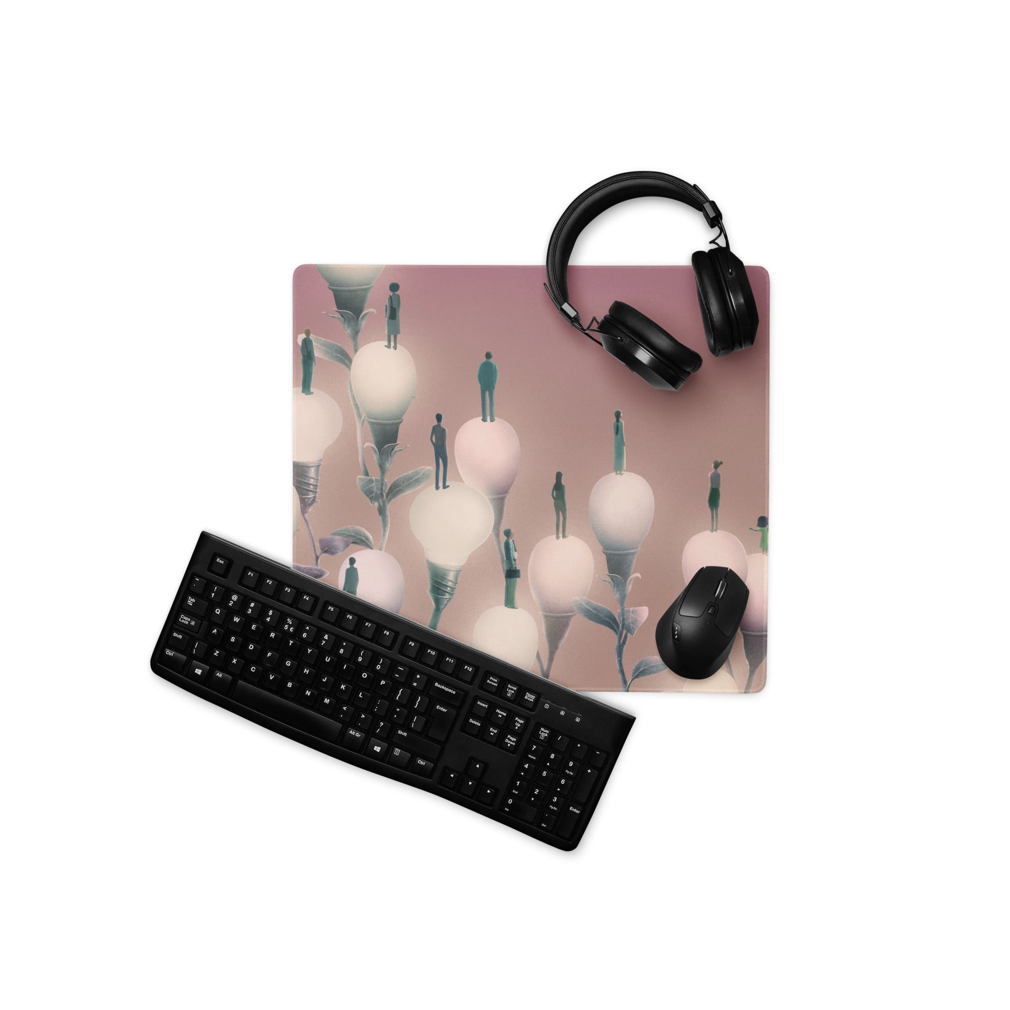 Pink Gradient Contemporary Mouse Pad 36x18 Large Desk Mat For Home Office And Gaming Modern Abstract Art