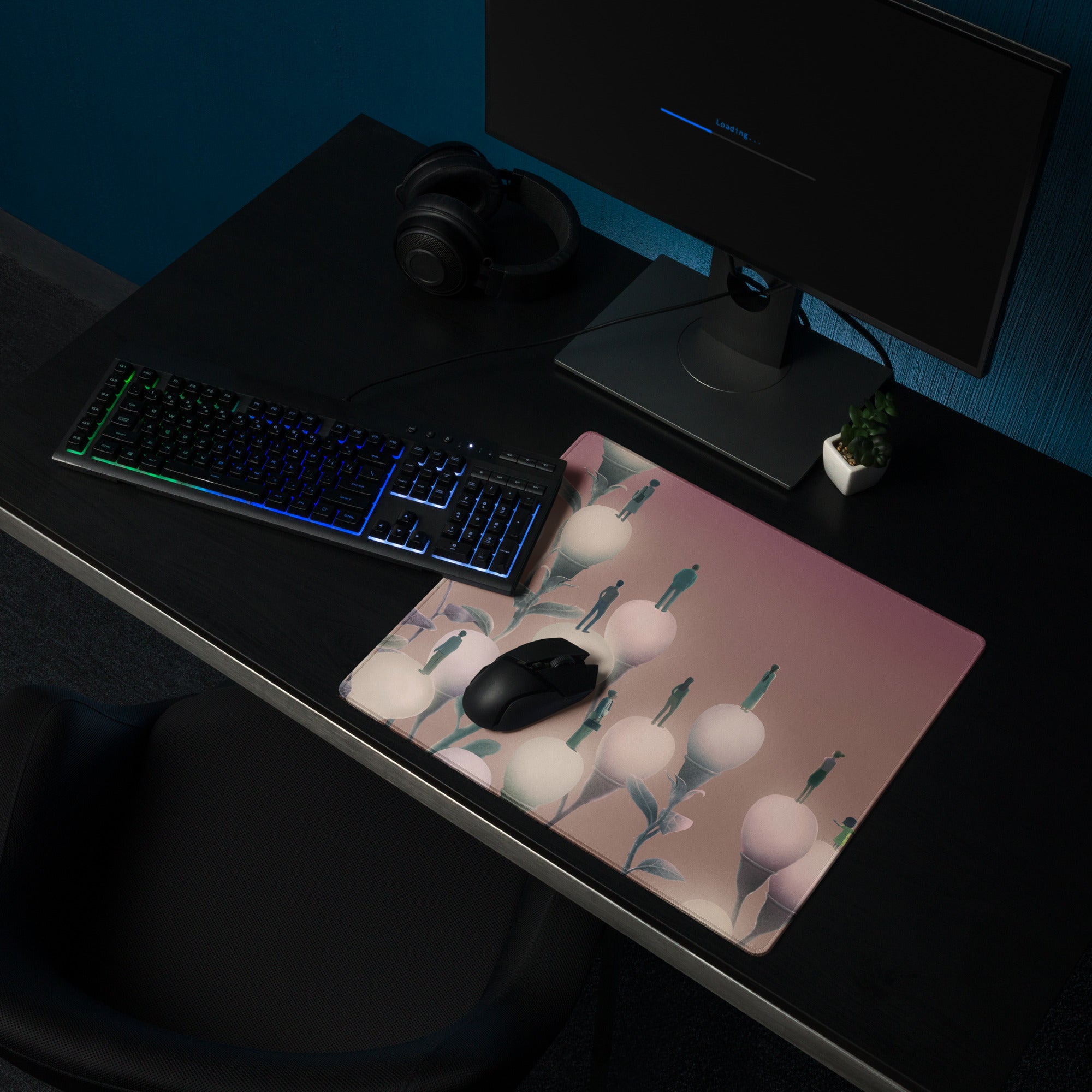Pink Gradient Contemporary Mouse Pad 36x18 Large Desk Mat For Home Office And Gaming Modern Abstract Art