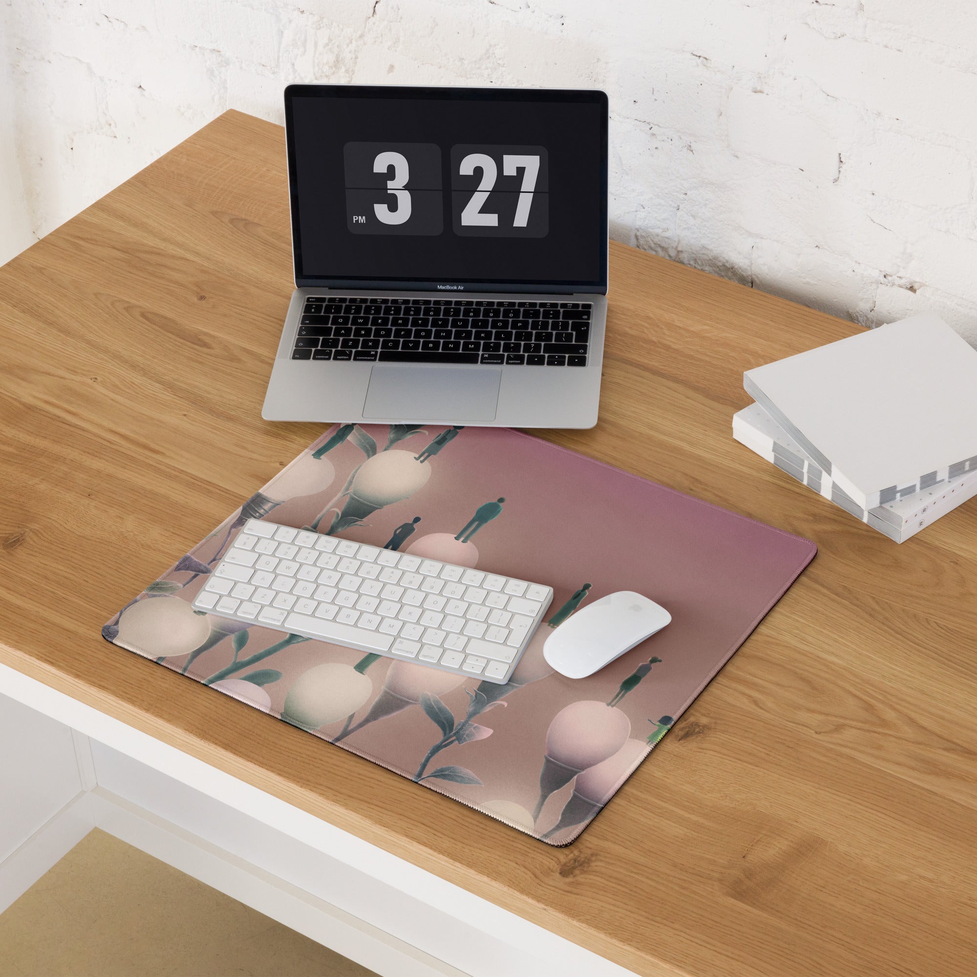 Pink Gradient Contemporary Mouse Pad 36x18 Large Desk Mat For Home Office And Gaming Modern Abstract Art